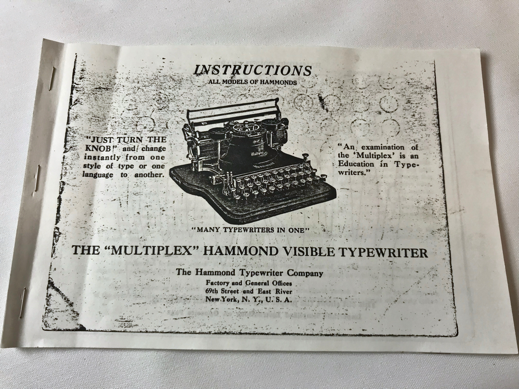 Reproduction of a Hammond Multiplex instruction manual